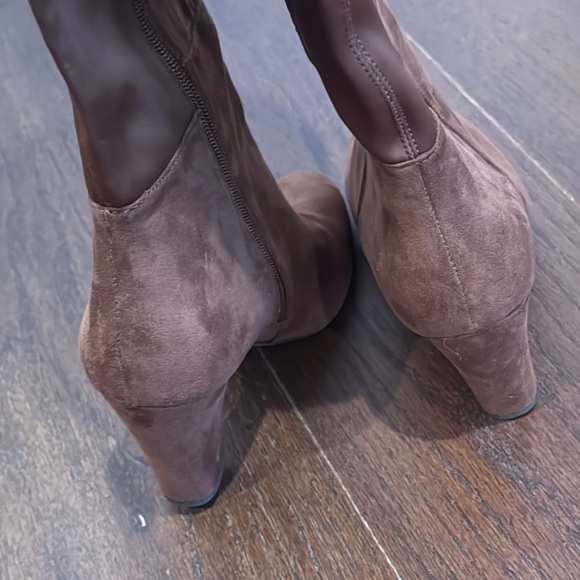 NWOT Chinese Laundry Brown Suede and Nylon Knee-High Women's Boots Size 8.5 - Picture 5 of 7